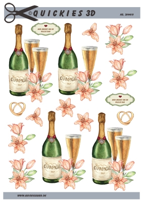  3D Champagneflaske med glas